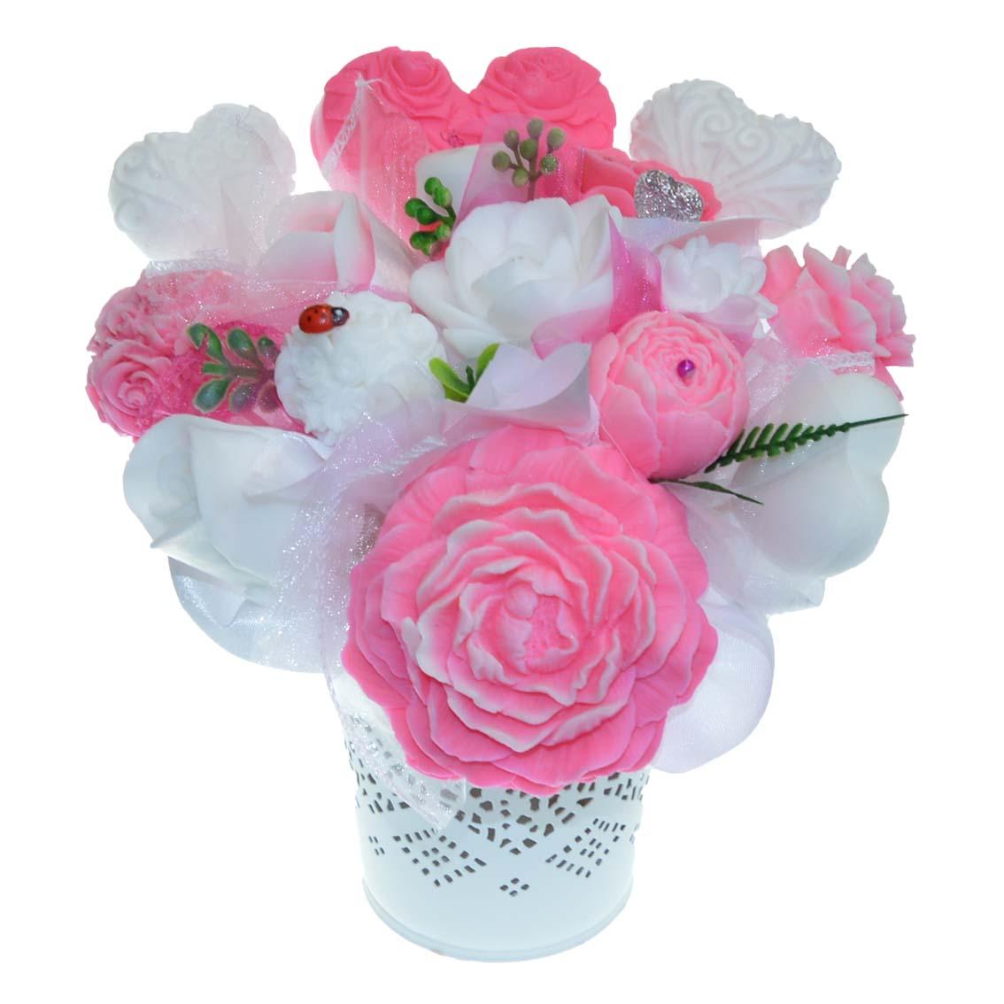 Mydlová Kytica - ružovo - biela